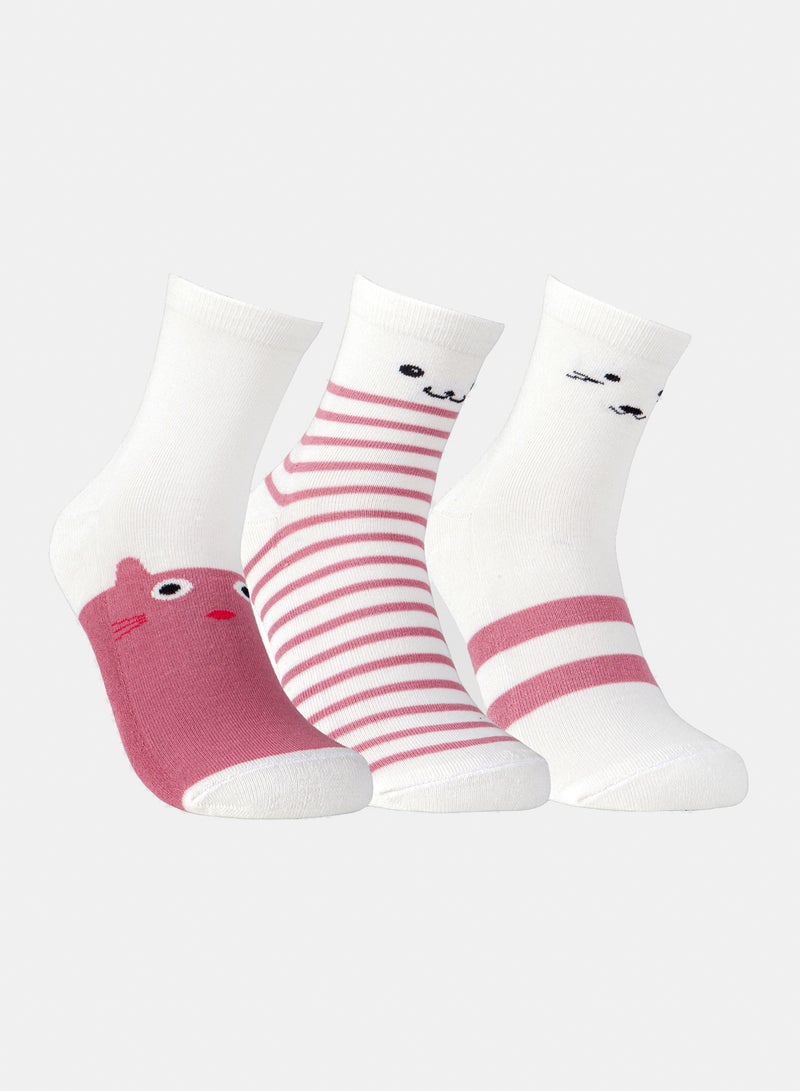 Odds Women's Pack of 3 Half Terry High L-Shape Patterned Socks - Image 1
